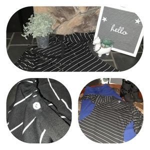 Black & silver striped 3/4 sleeve